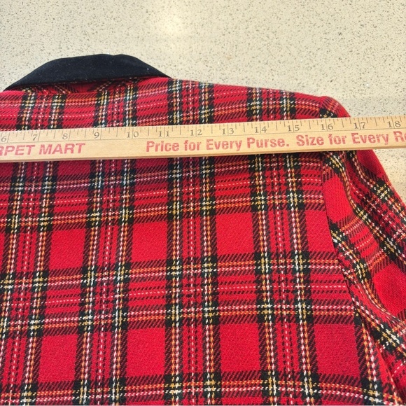 Sag Harbor Wool Blend Tartan Plaid Blazer Jacket Black Velvet Collar 10P Holiday - Picture 14 of 16